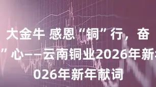 大金牛 感恩“铜”行，奋斗“铜”心——云南铜业2026年新年献词